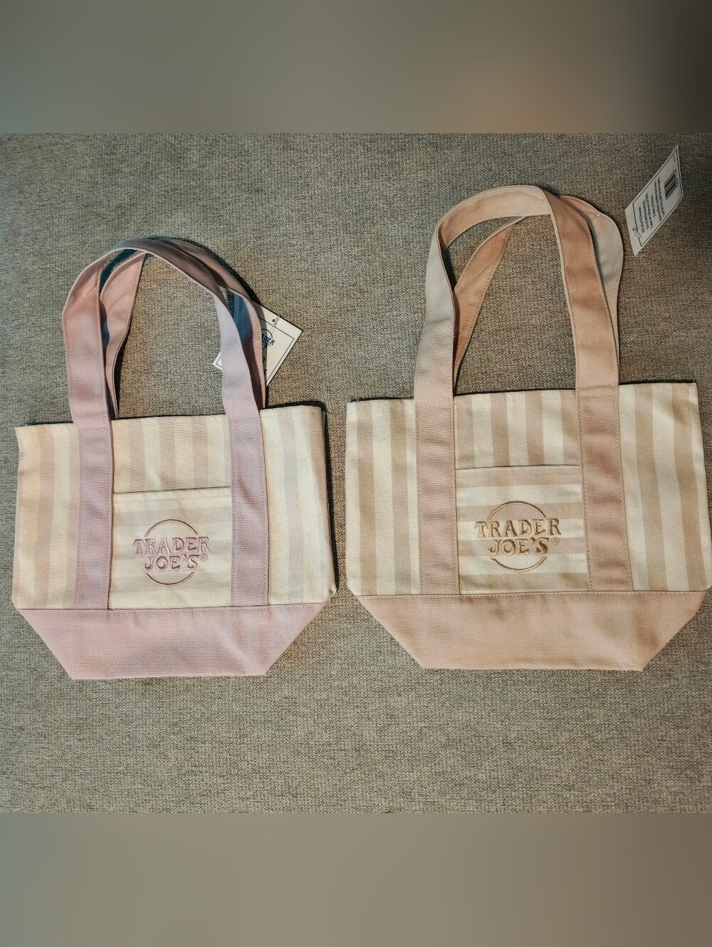 New Trader Joe's Mini Stripped Canva Tote Bags